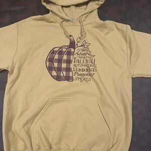 Gildan Tan Hoodie with Fall Graphic
